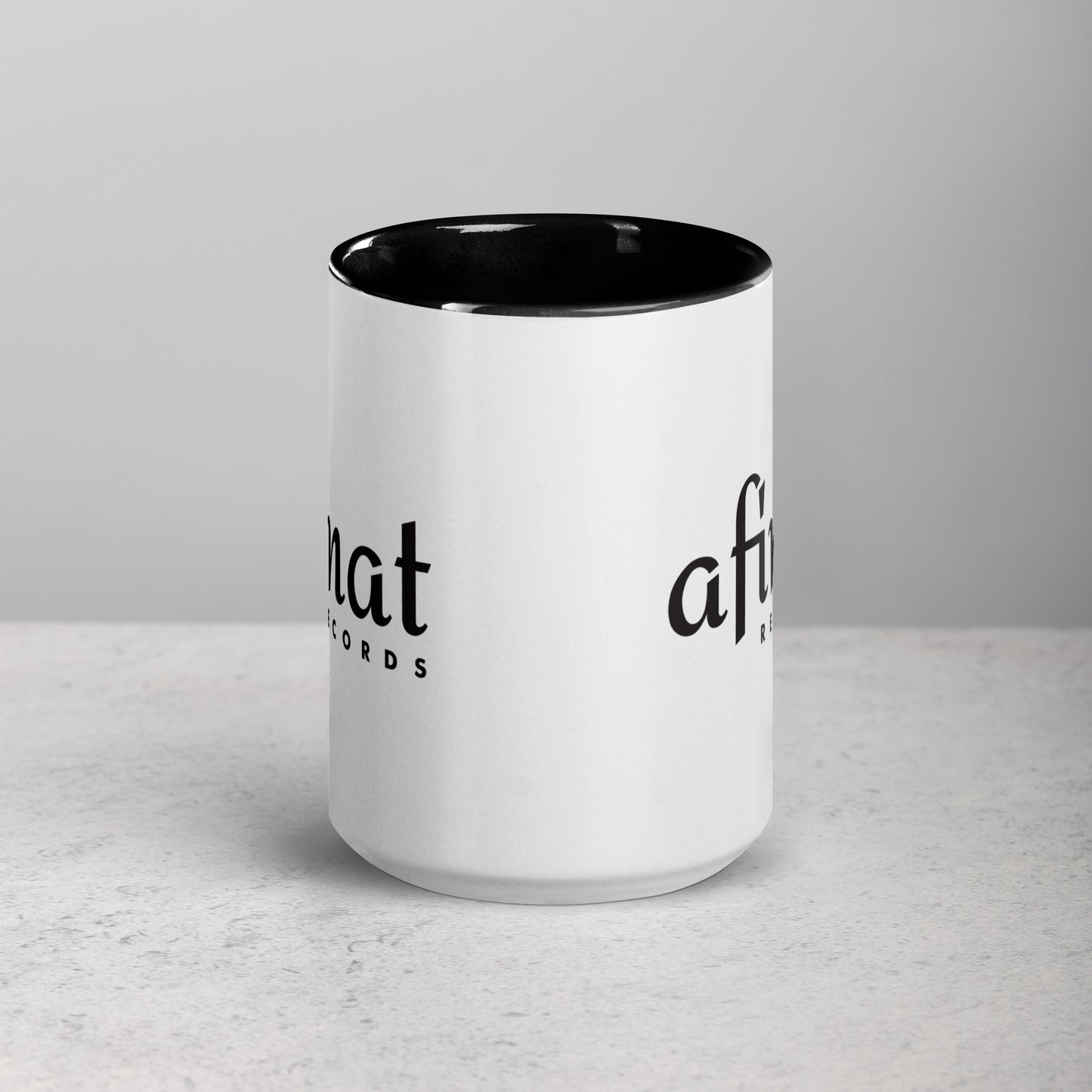 Afinat 15 oz. Black Logo Coffee Mug